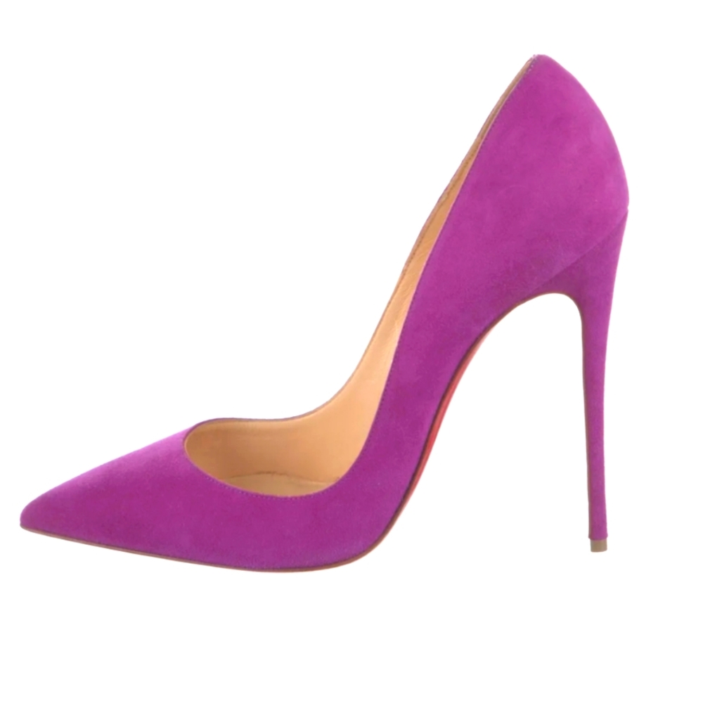 Christian Louboutin Suede Purple Pumps - Picture 1 of 4